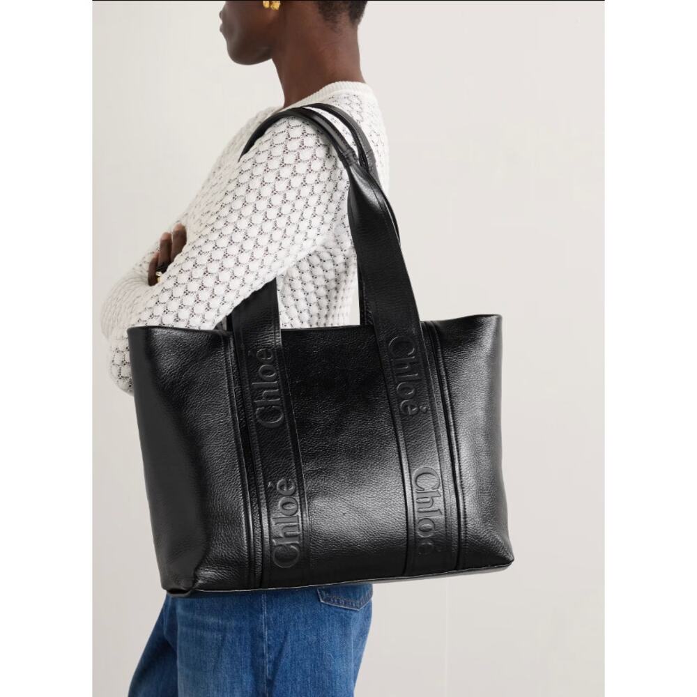 $2K NEW CHLOE LEATHER LOGO MEDIUM WOODY TOTE BAG PURSE AUTHENTIC NWT!
